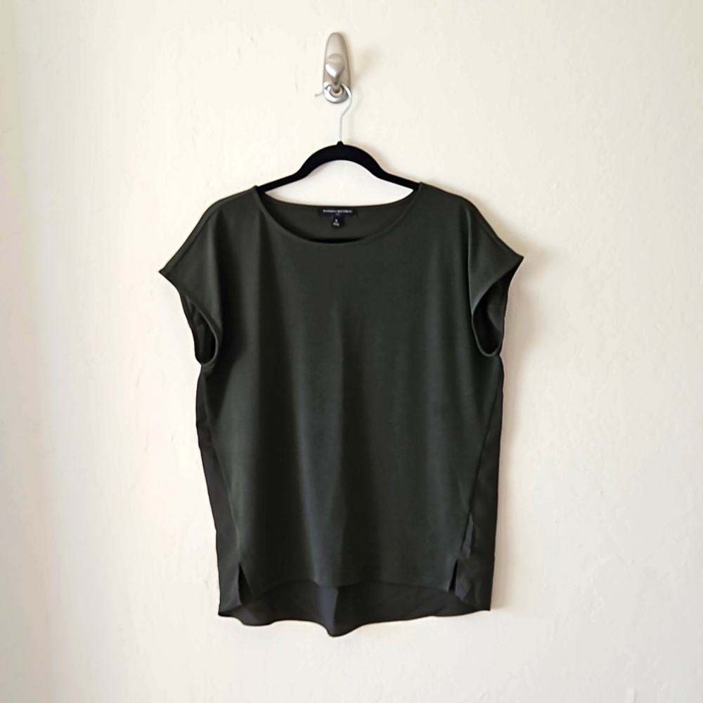 Olive Green Short Sleeve Blouse